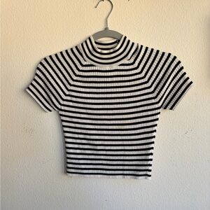 Kendall & Kylie Black and White Striped Top